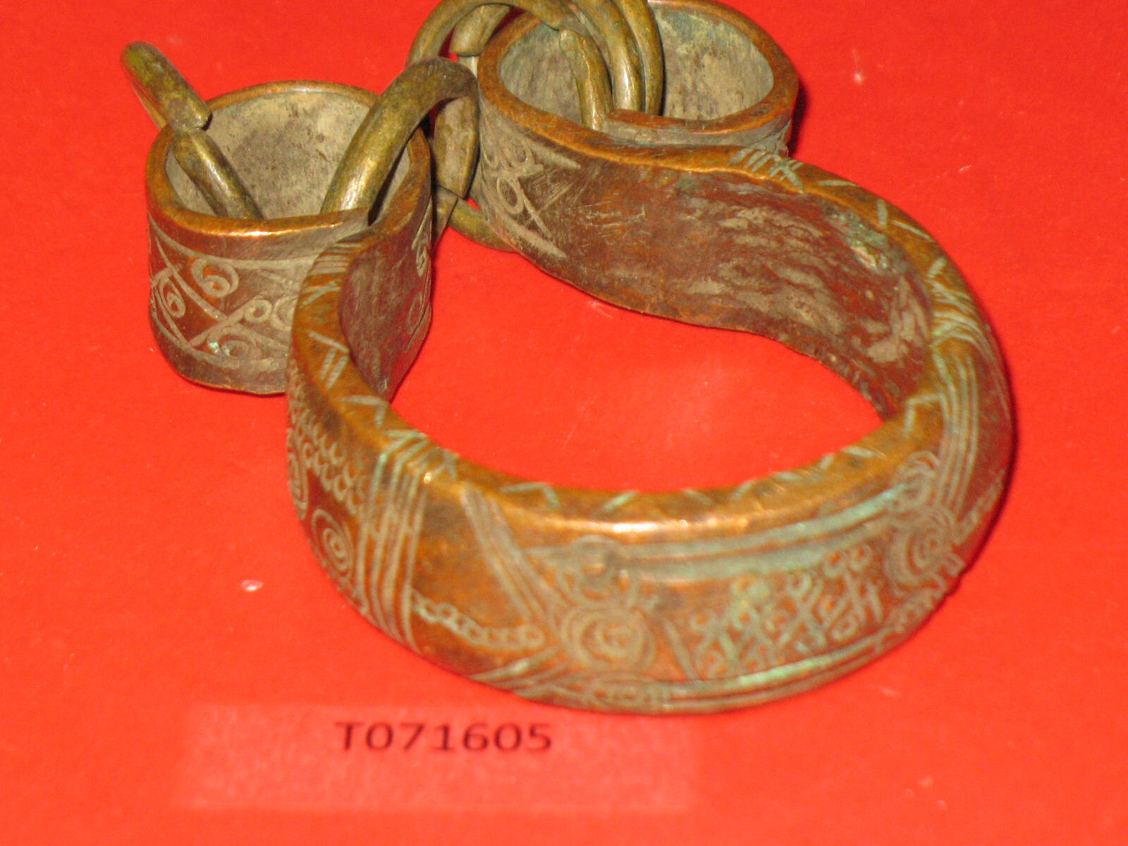 B ~ 1800’s African copper bracelet anklet manilla trade barter money currency