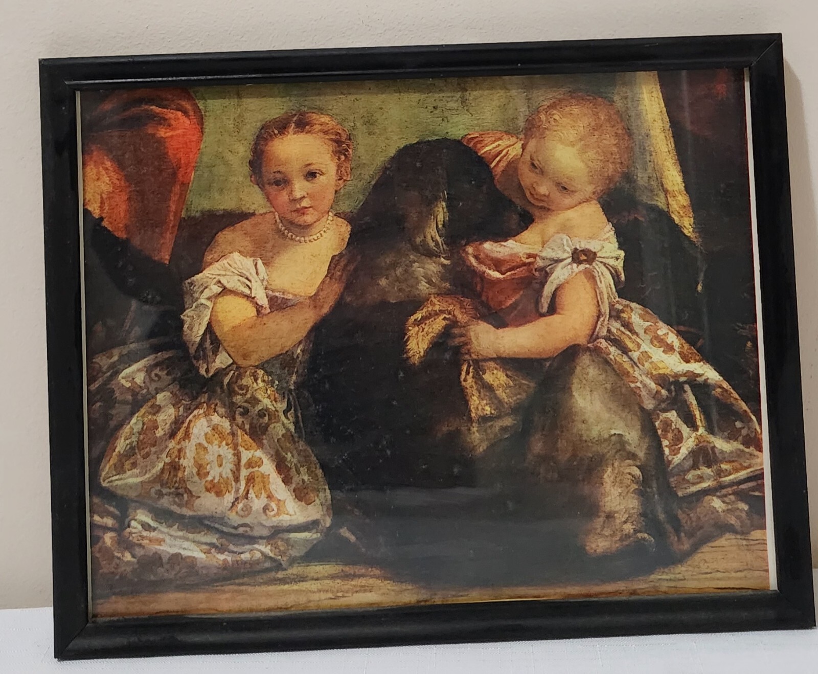 AntiqueVERONESE 1528-1588 Two little girls & dog(copy after Veronese)Print# 2076