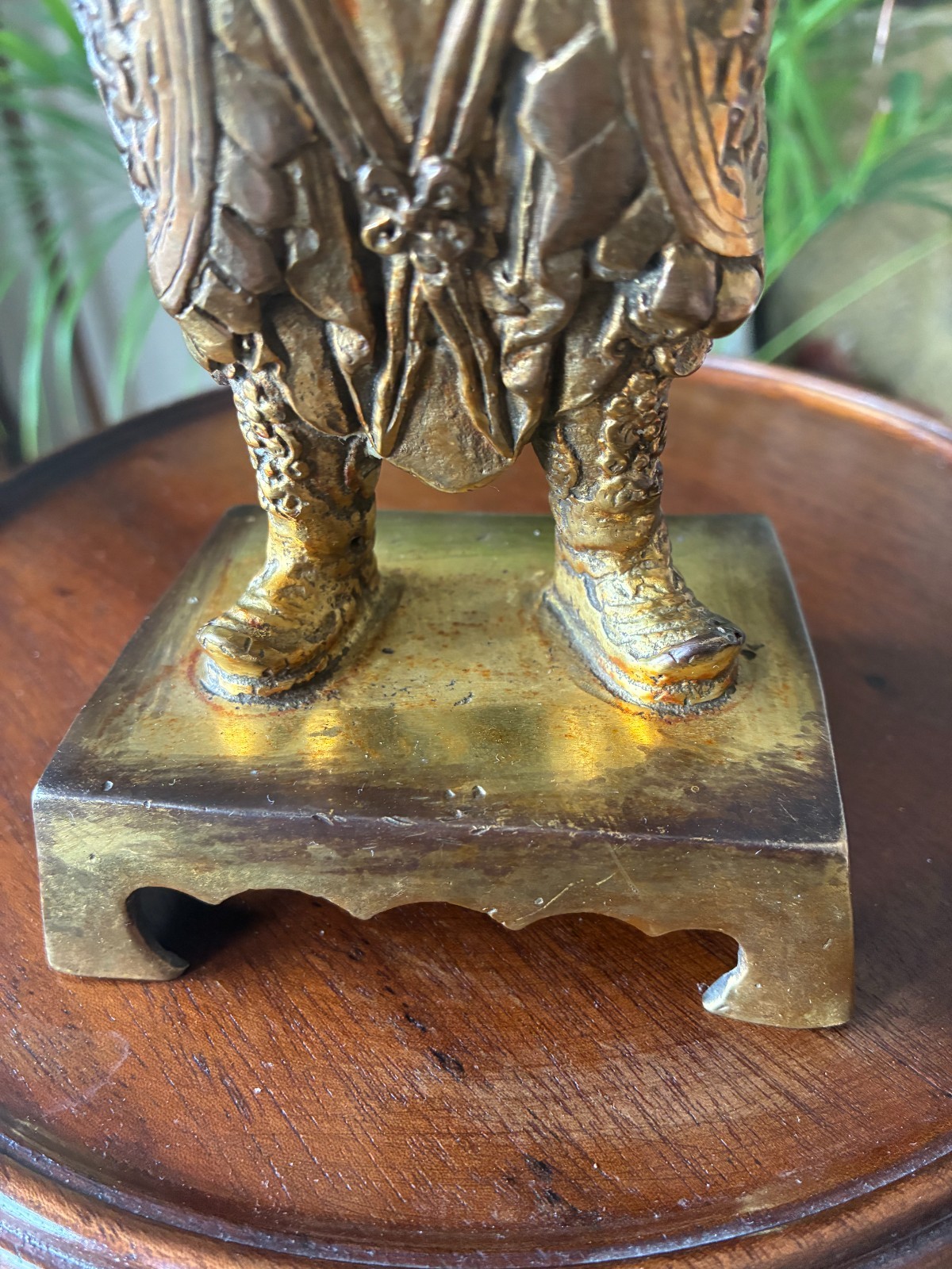 Antique Chinese gilt bronze figure of Buddhist Guardian Weituo Pusa, 23.5cm high