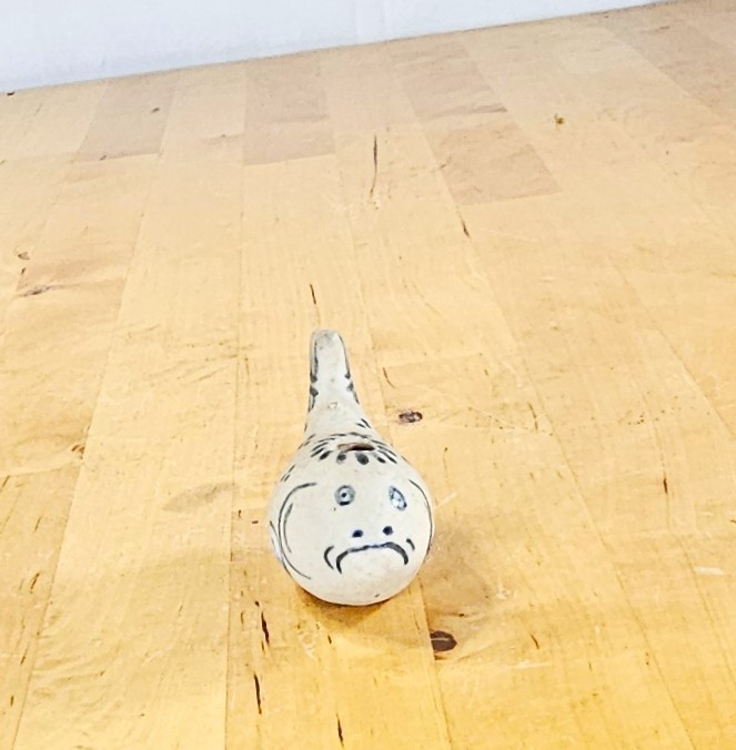 15th c. Vietnamese Blue & White Porcelain Puffer Fish Water Dropper Antique 3”