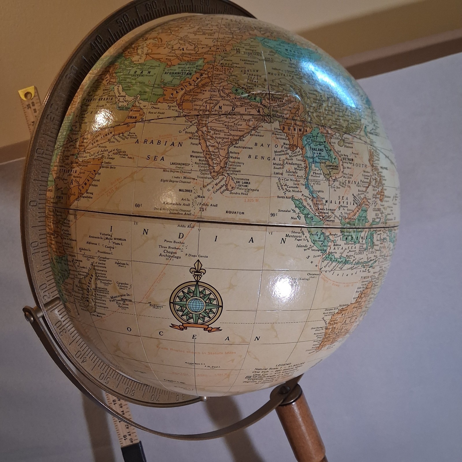 Vintage Cram’s Imperial 12″ World Floor Globe 1970s-1980s Wood Stand USSR Map