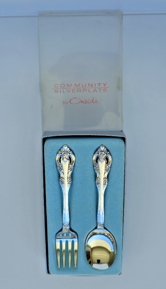 Oneida Community Silverplate Affection Baby Set -OFFERS WELCOME