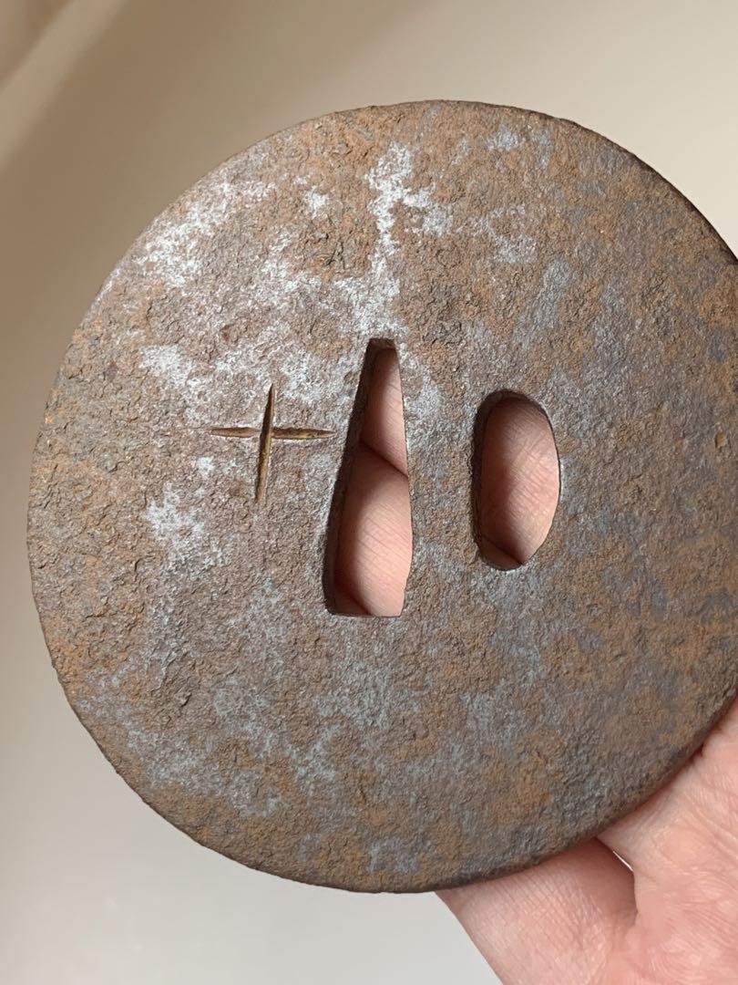 Rare Hidden Christian Tsuba 16th-17th Centur Iron Edo Period Japanese SwordGuard
