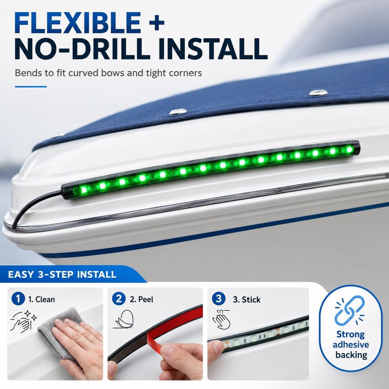 Navigation Lights – LED Bow Lights, Green & Red, Night Fishing, Deck, IP67 Wa…