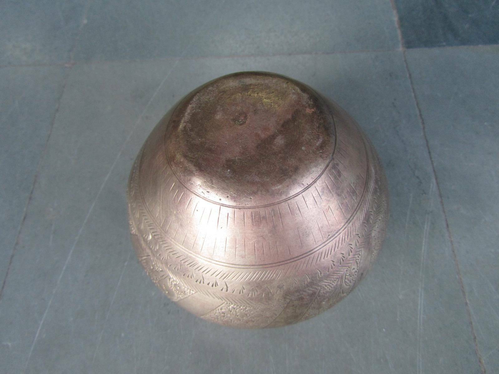 Old Brass Solid Heavy Handcrafted Inlay Engraved Fine Quality Holy Water Pot