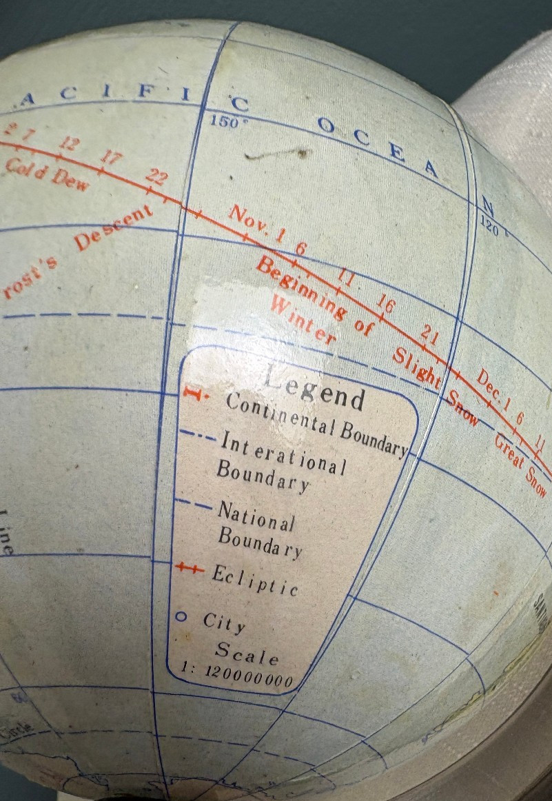 Small Tabletop World Globe w/ Ecliptic Line Path of the Sun 7.5 Inch Educational
