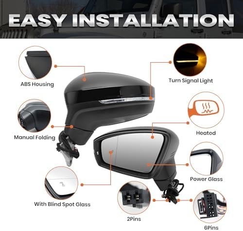 Left Driver Electric Side Mirror Compatible with Volkswagen Tiguan 2018 2019 …