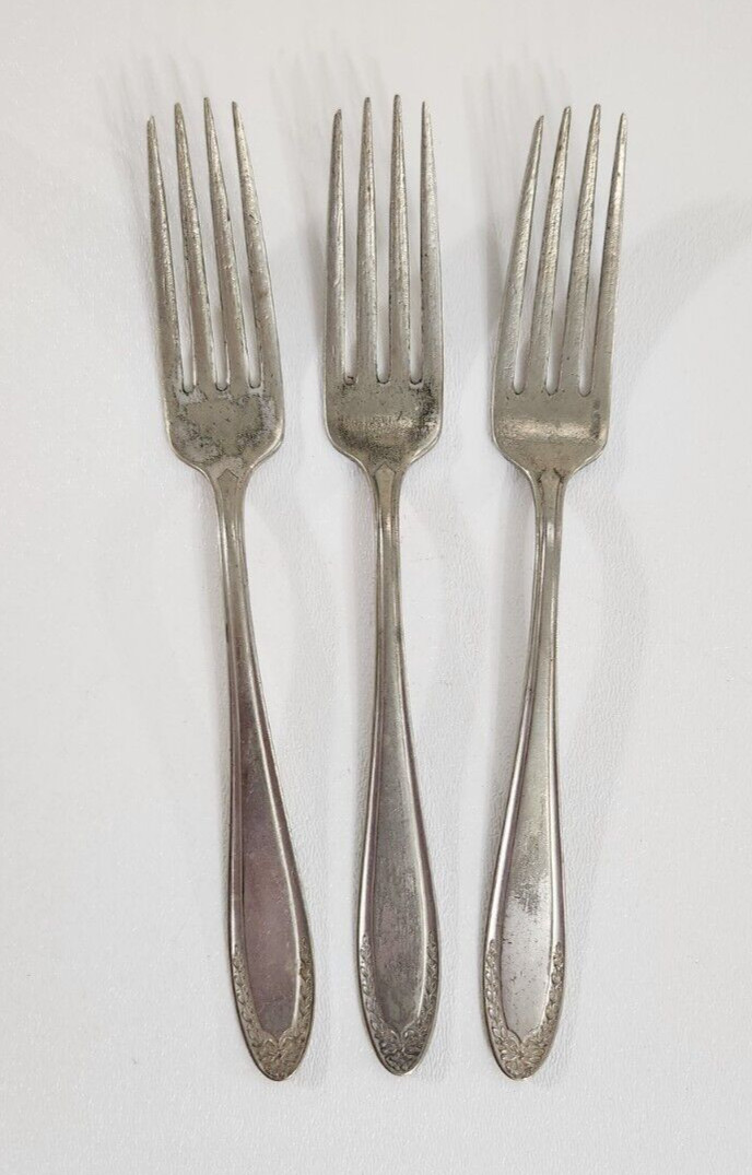 Oneida Community Par Plate 1915 Bridal Wreath Forks 3 Vintage Flatware Fork