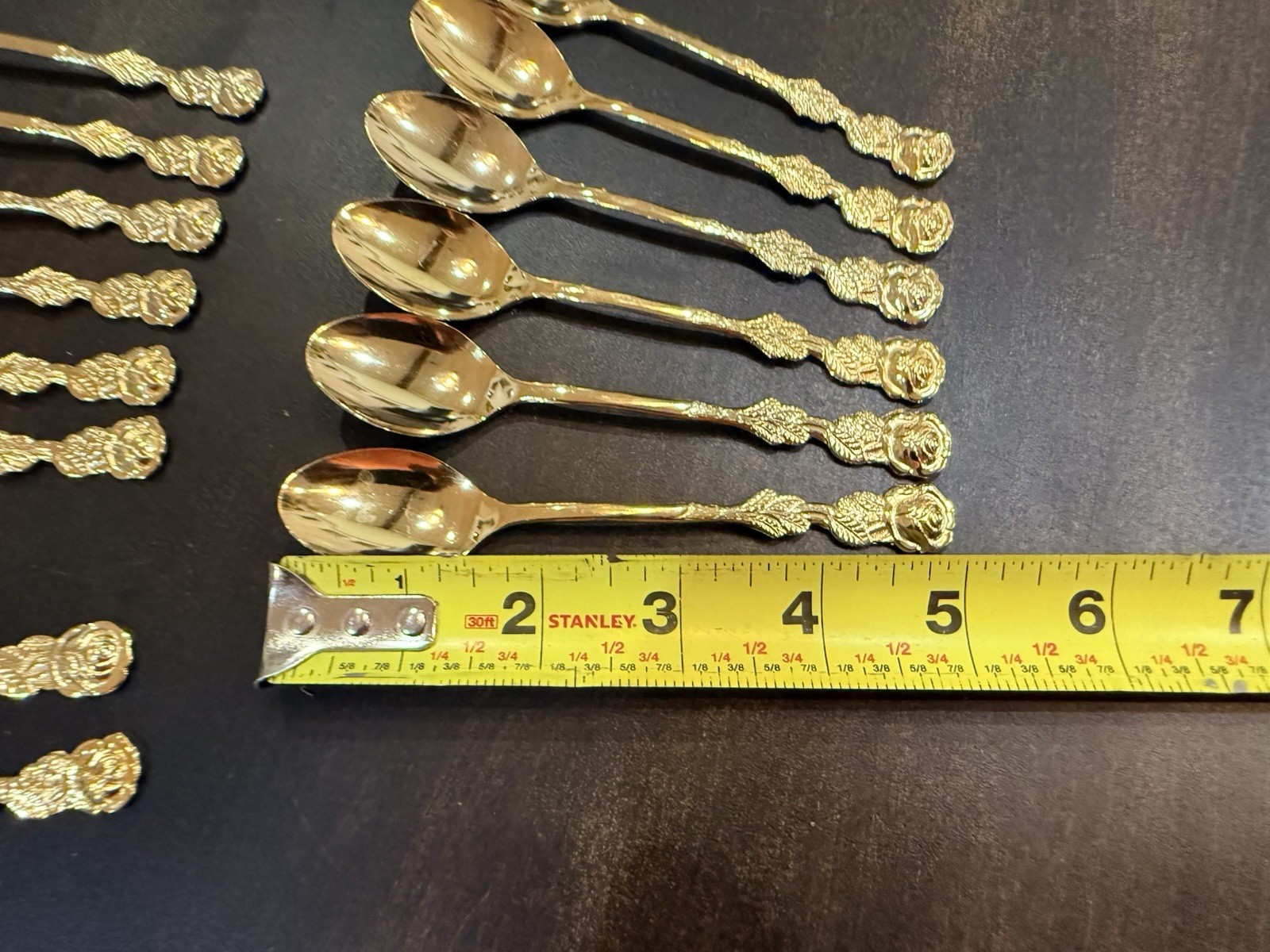 Vintage Rostfrei Rose Pattern Gold Plated Spoons, Forks, Spatula Lot 15 pc