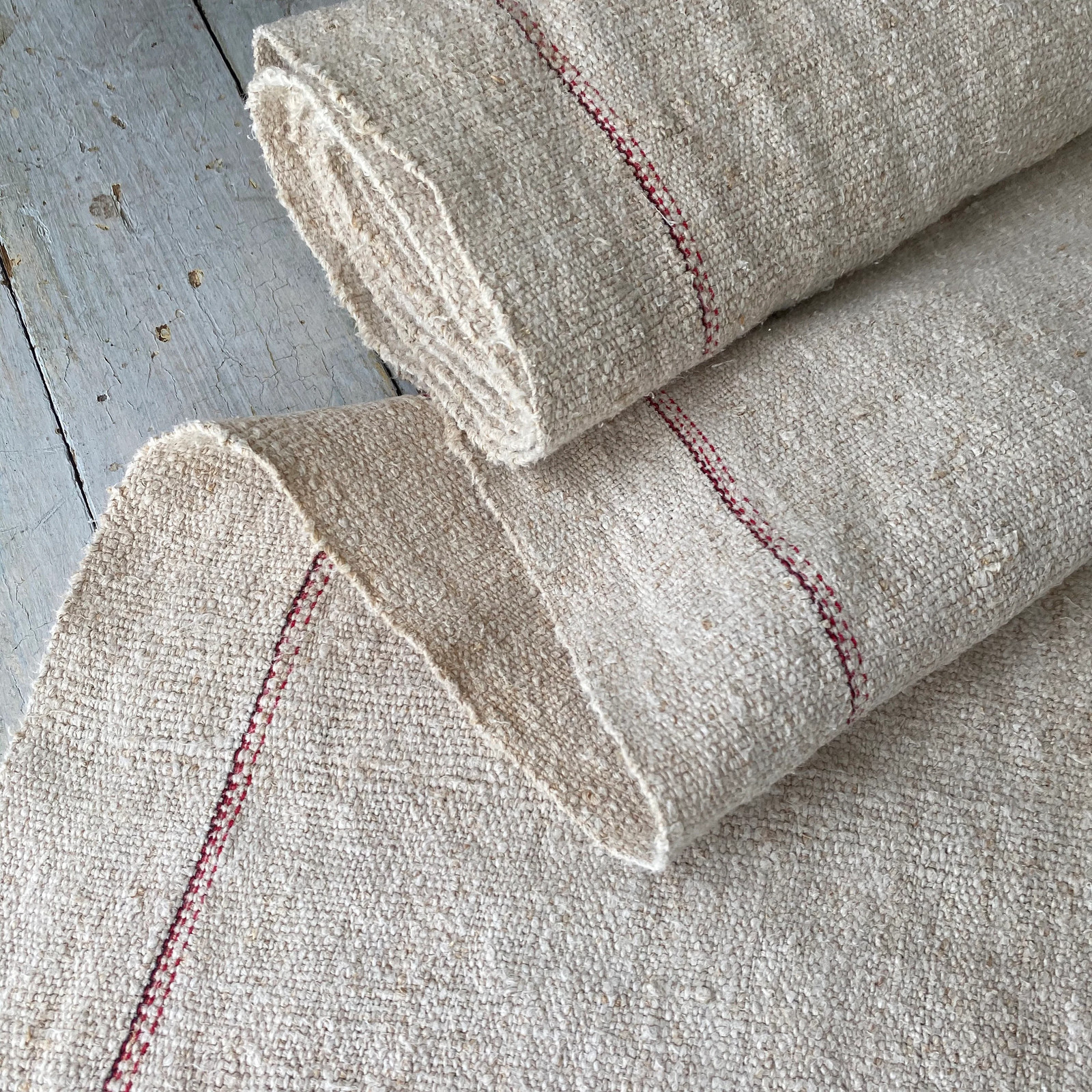 Nubby fabric hand woven homespun hemp Grainsack linen organic natural material