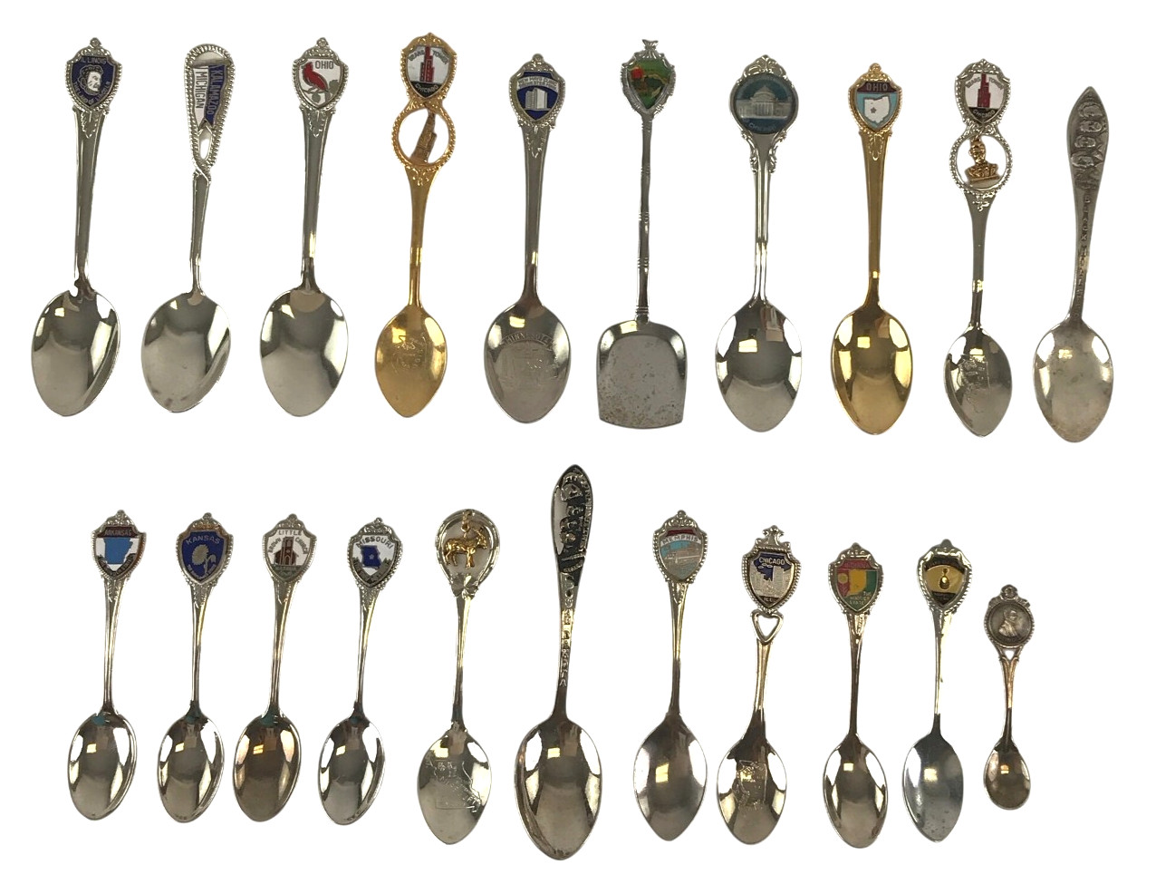 Midwest USA Spoon Lot of 21 Vintage Demitasse Souvenir Tea Middle United States