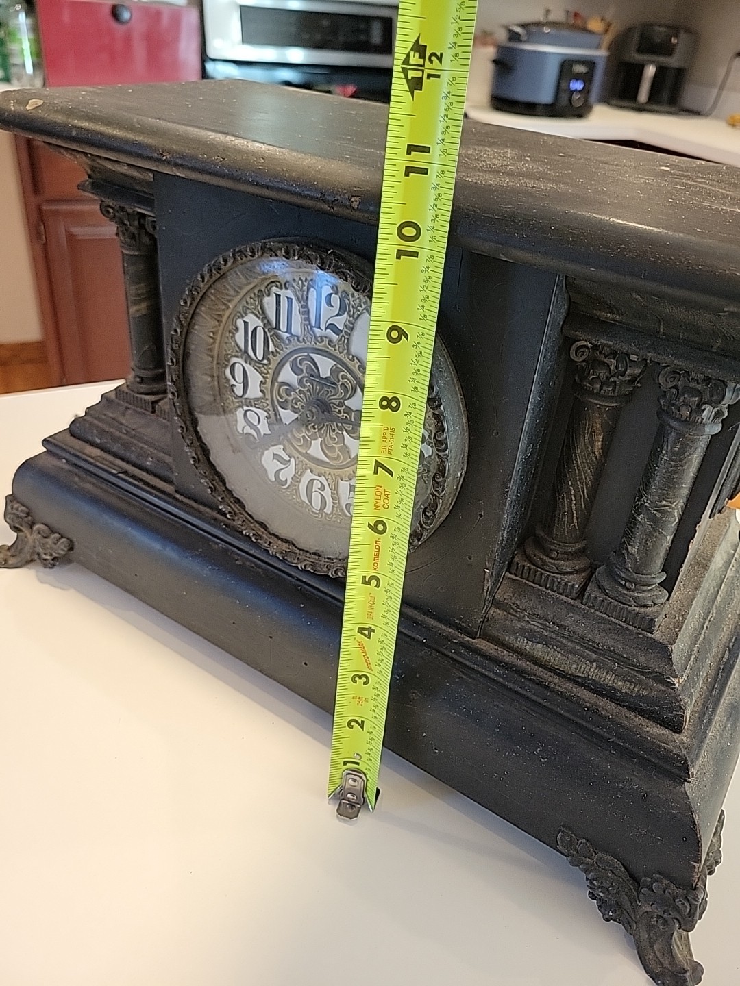 Antique Ebonized 4 Column Adamantine Mantle Clock – Parts or Repair – as found
