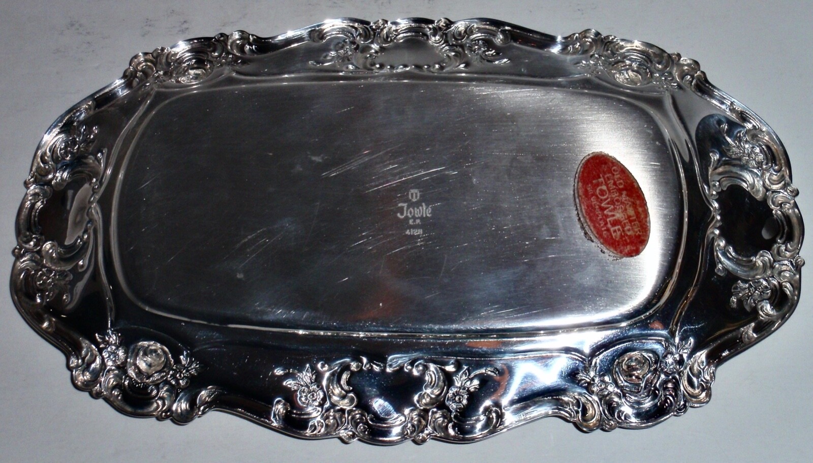 Vintage- Towle Old Master Embossed Silver-plated Rectangular Tray