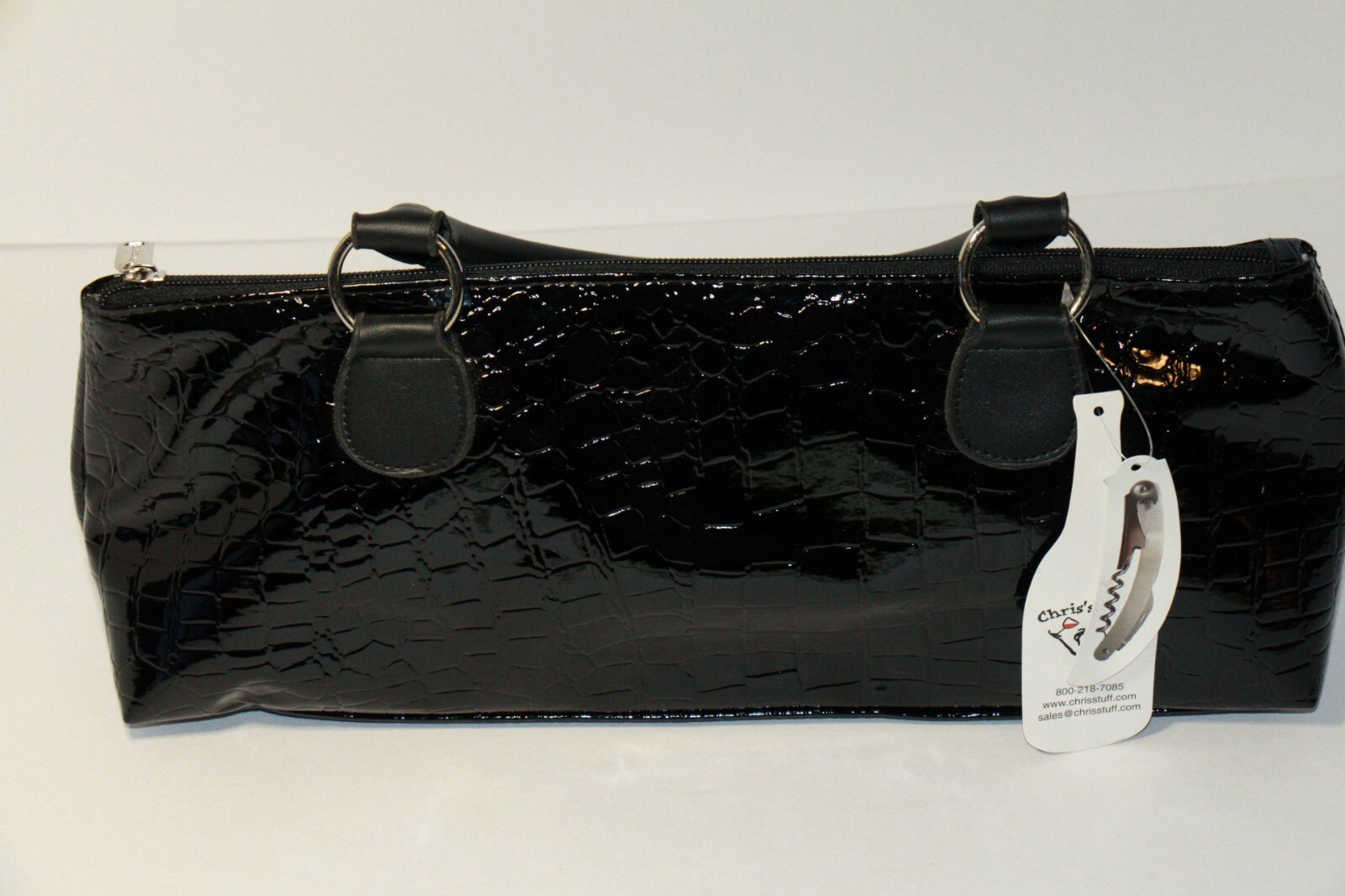 Chris’s Stuff Black Glossy Single Bottle Wine Clutch