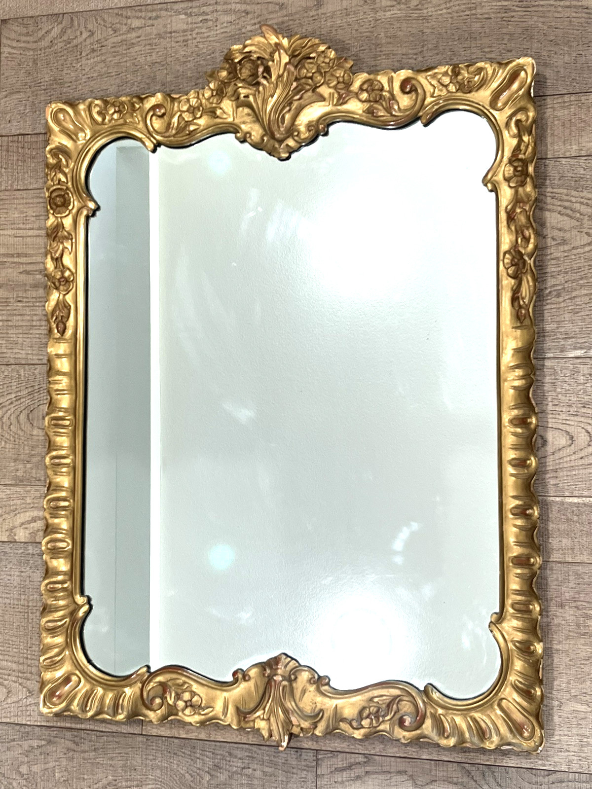 Antique Carved Wood Regency Rococo Style Gold Wall Mirror 23 x 32