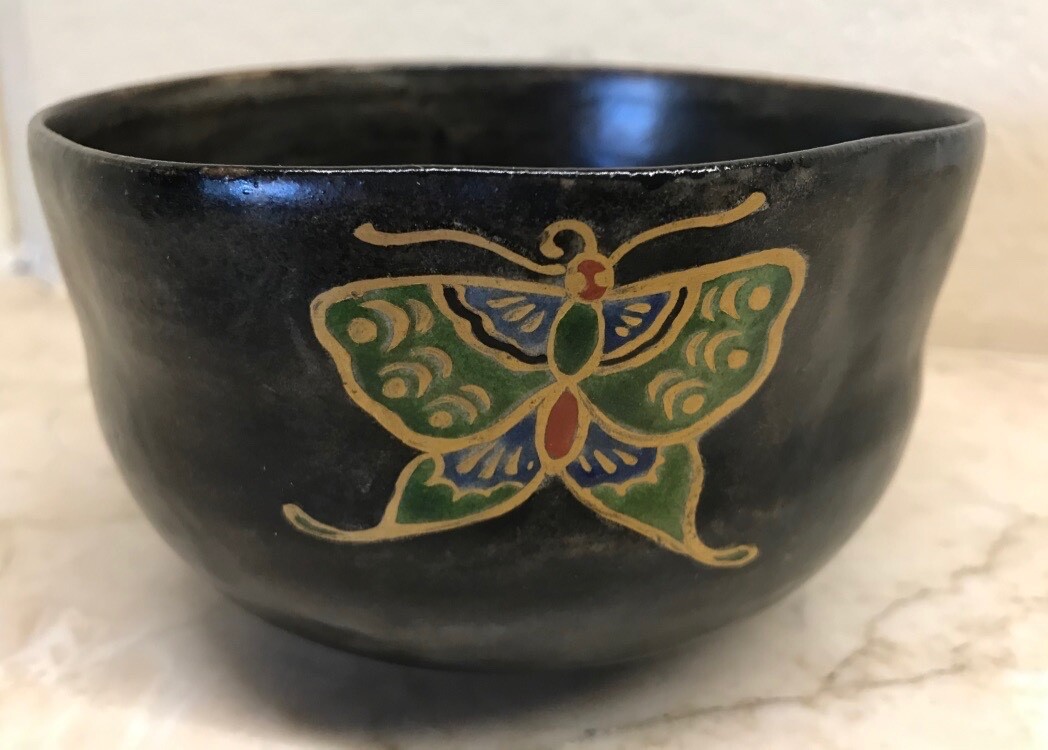 Stoneware Teabowl (Chawan), signed Ninsei, Early Edo Period