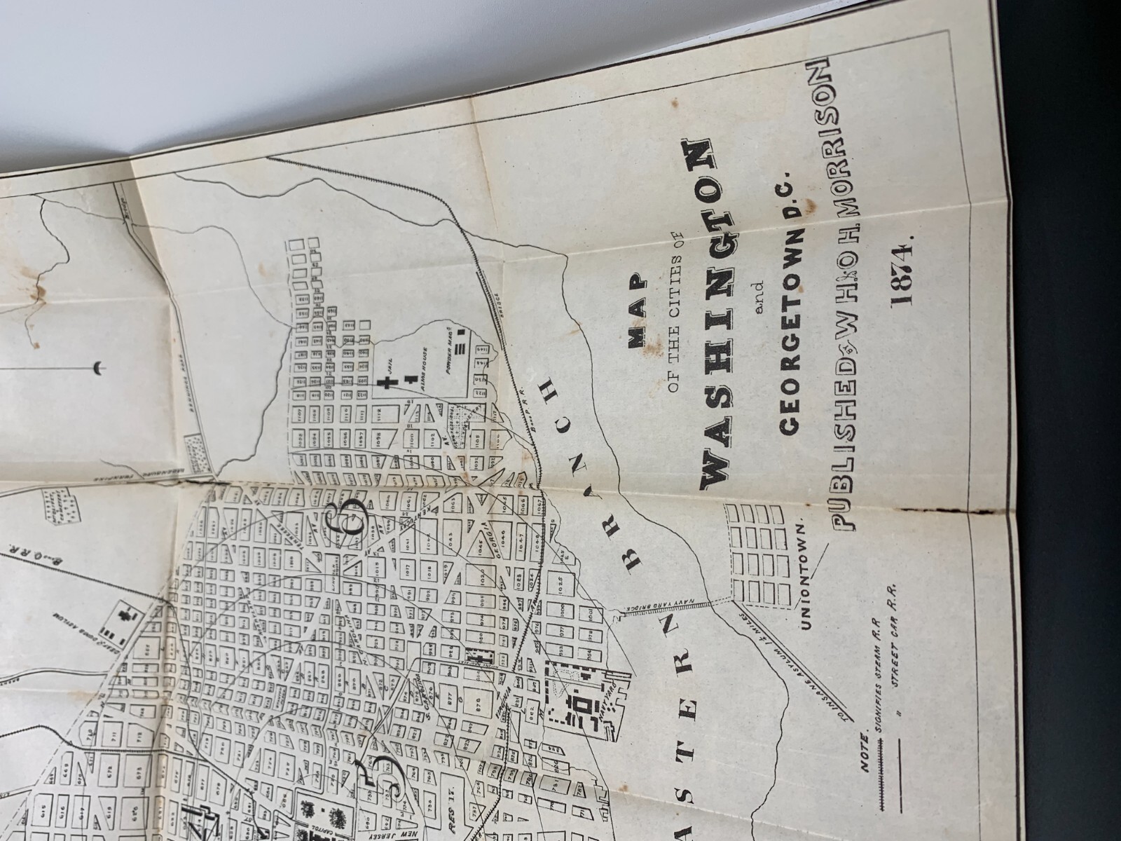 1875 Washington DC Guide Morrison Strangers Guide Folding Map Antique Book