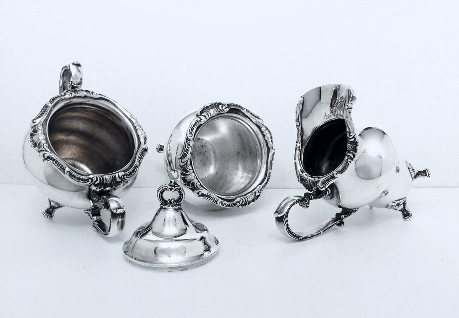 1950 GORHAM ANCHOR STRASBOURG COURT MIDCENTURY ROCOCO SHELL COFFEE TEA SET 5PC