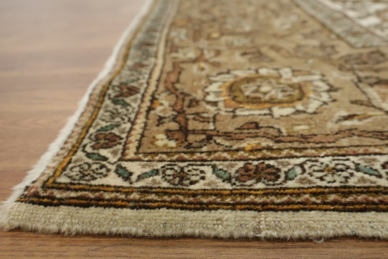 Silk & Wool Vintage Antique 4×7 All-Over Traditional Area Rug Beige & Brown