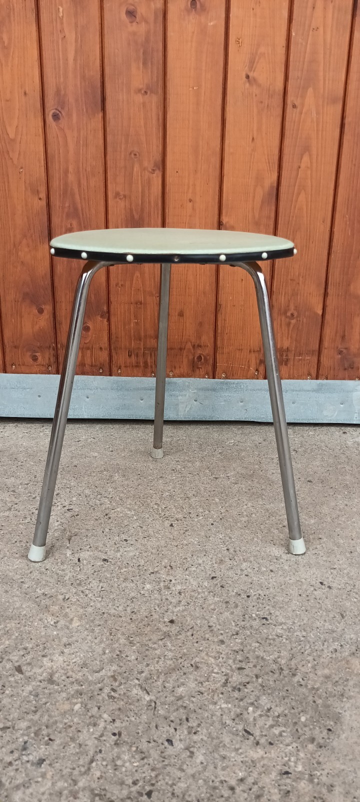 60s Vintage Ottoman Stool Vinyl Retro Flower Stool Green Rockabilly 50s