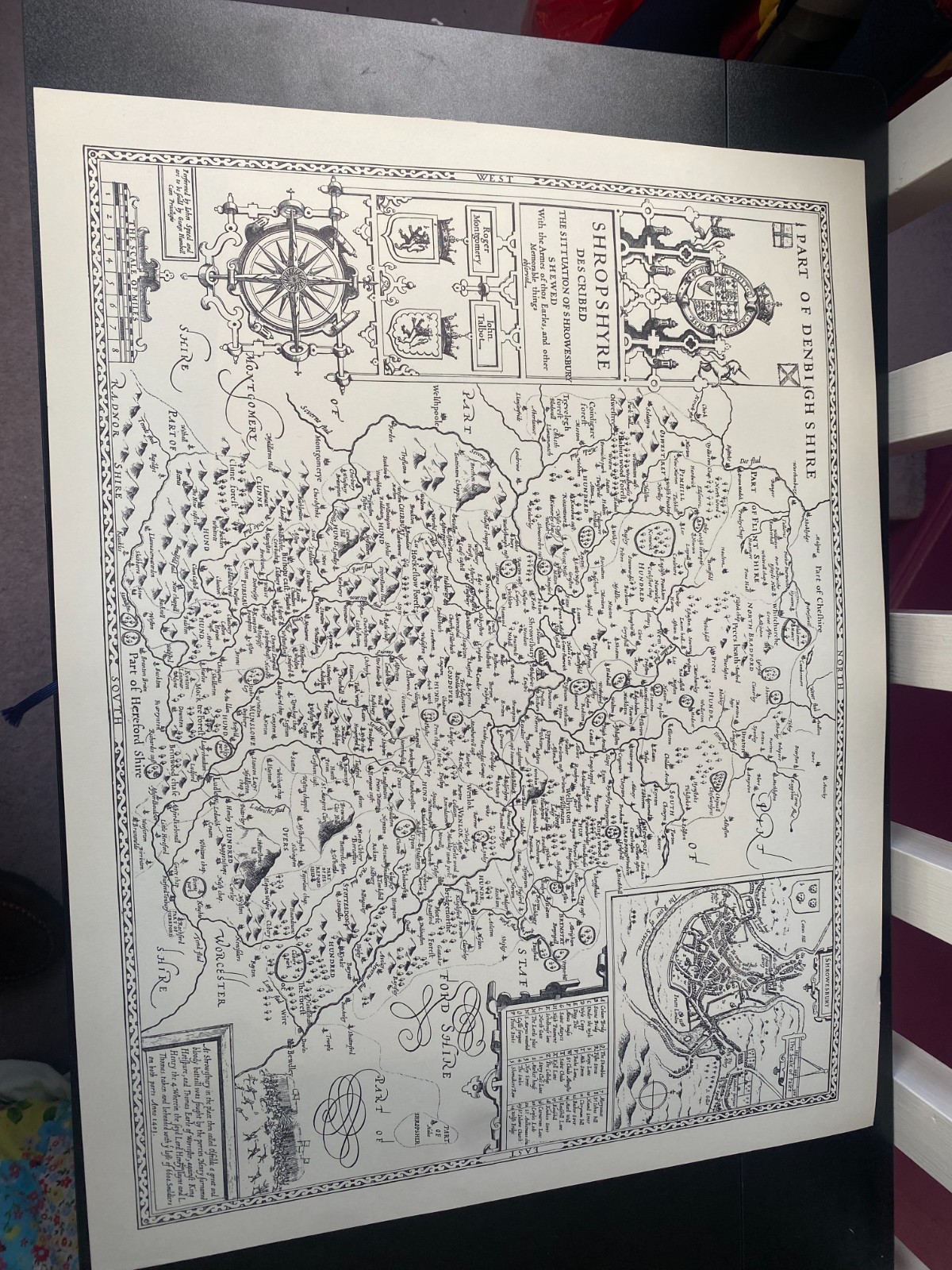 SHROPSHIRE 1610 by John Speed – Uncoloured