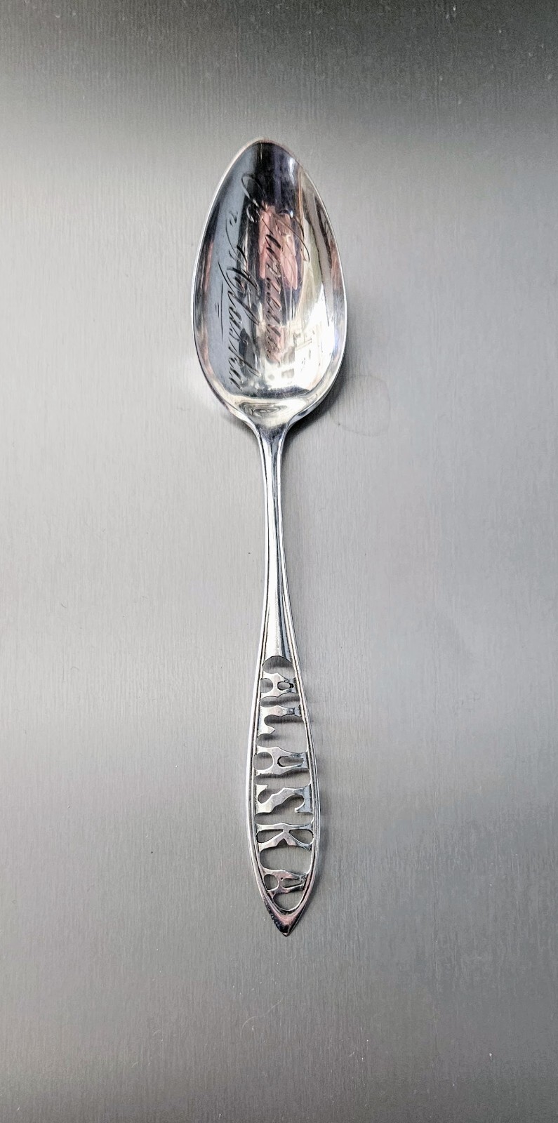 Antique Joseph Mayer & Bros. Alaska Sterling Silver Souvenir Spoon Juneau Alaska