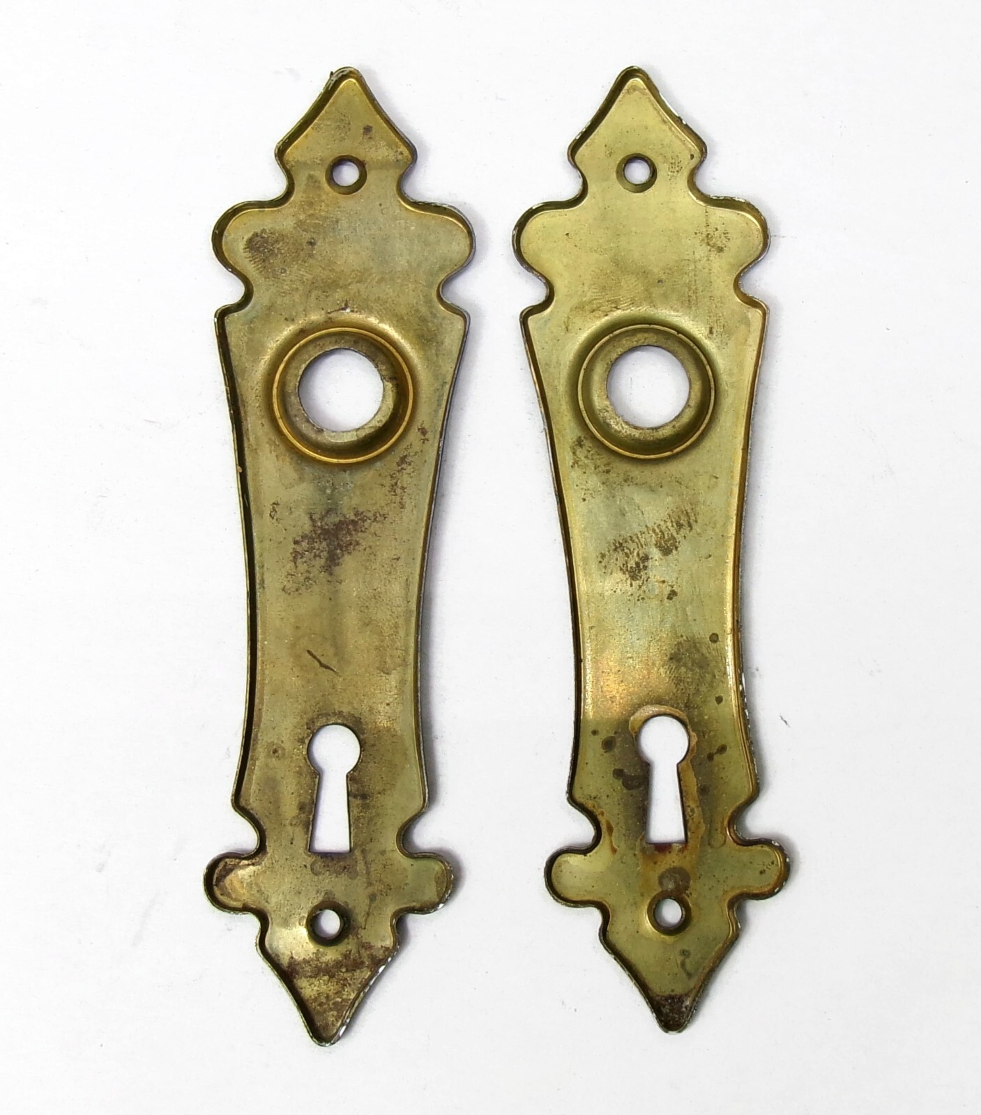Pair Antique Vintage Victorian Art Deco Backplates Door Plates Reclaimed