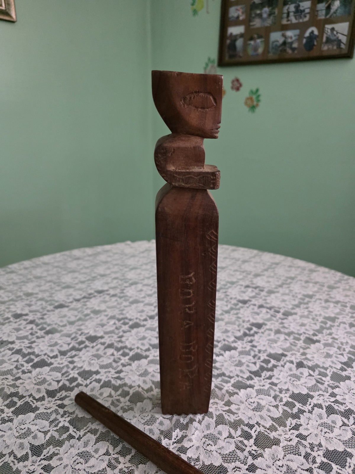 Vintage Hand Carved Wood 13″ Slit Gong Drum Oceania Tribal Art