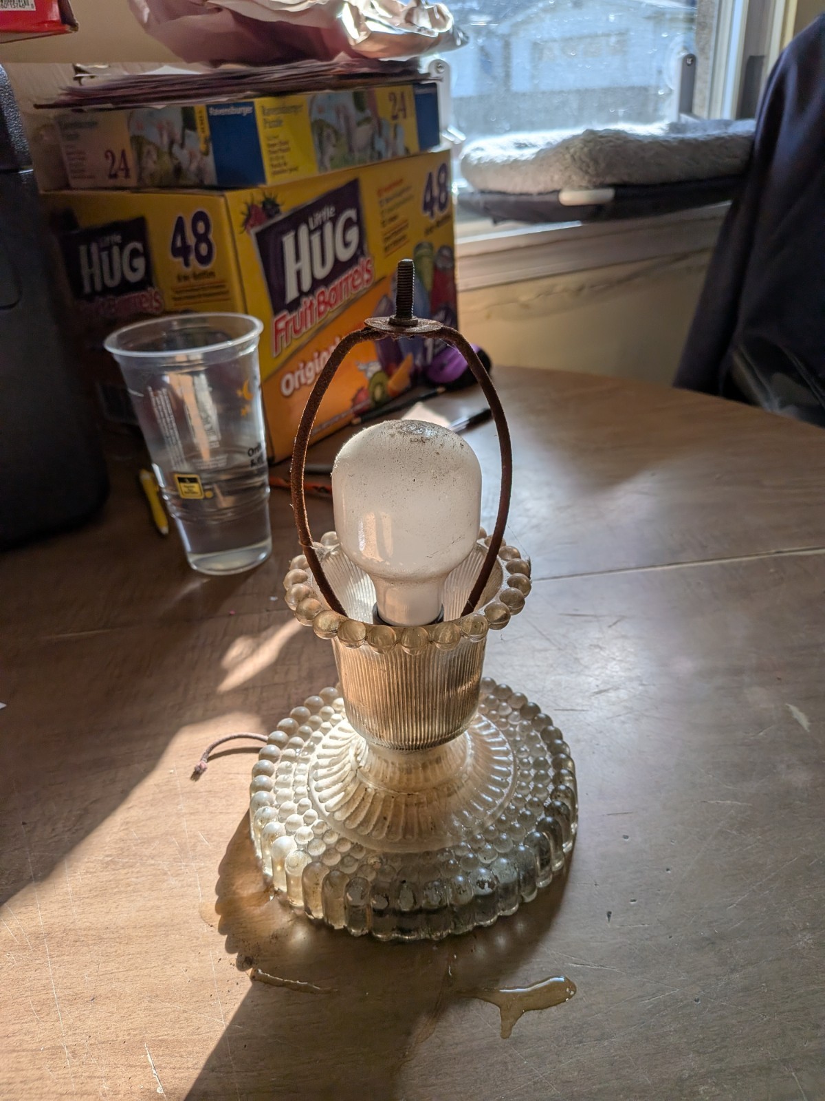Art Deco Semi Flush Hobnail/Bubble Glass Ceiling Light Fixture/Shade