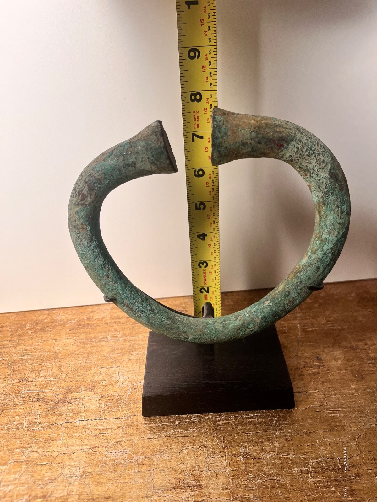Ant. BELGIAN CONGO West Africa Manilla Bronze Money Belgium Token Patina w/stand