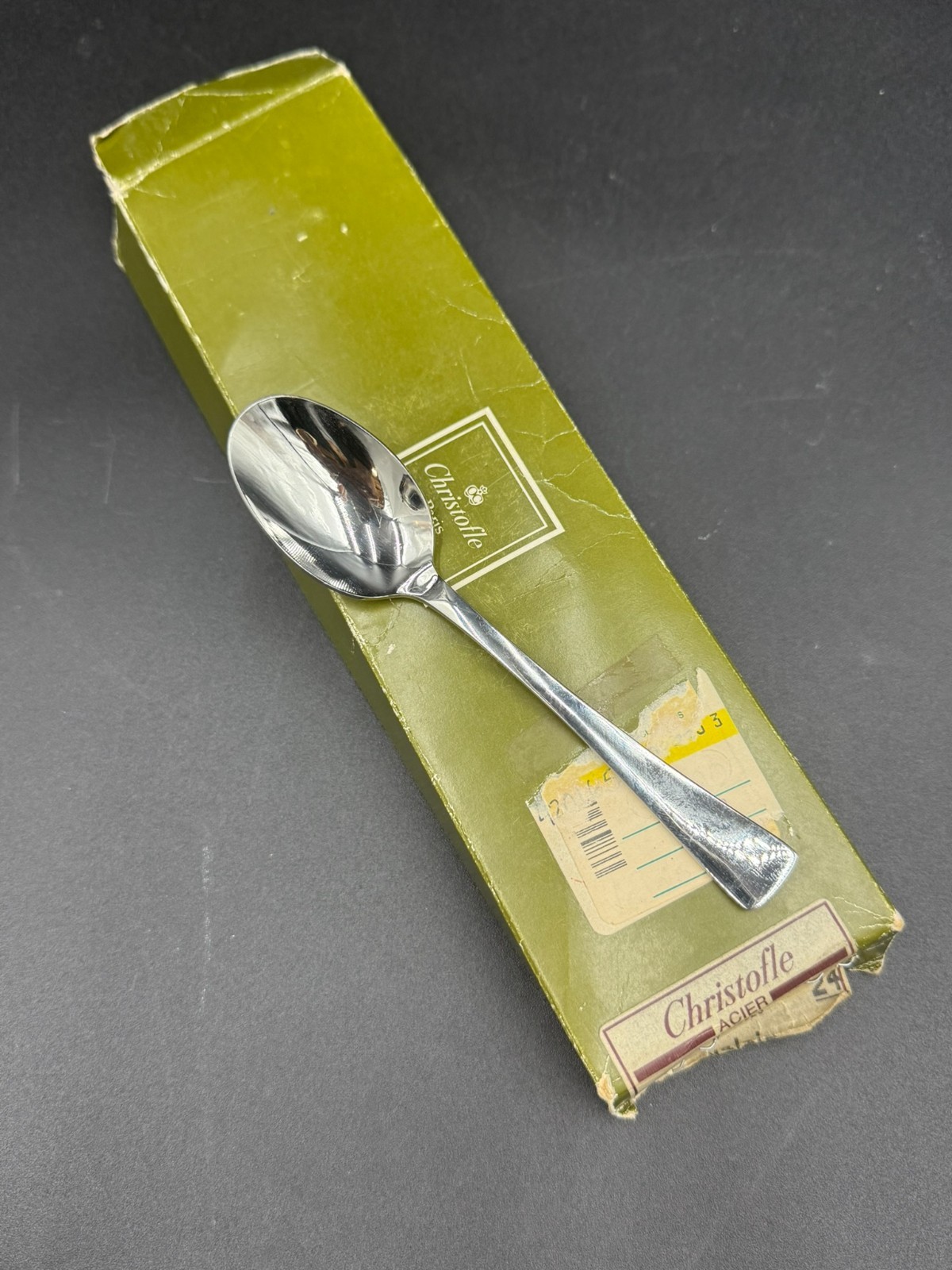 VALOIS ACIER CHRISTOFLE FRANCE STAINLESS TEASPOON 5 3/4 INCHES LONG