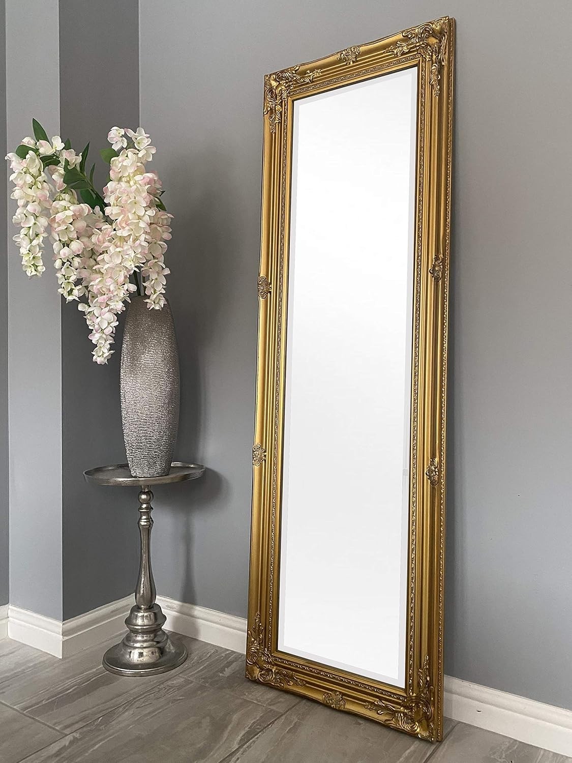 UK Antique Gold Tall Ornate Dressing Wall Mirror – 142cm x 47cm Luxury Design