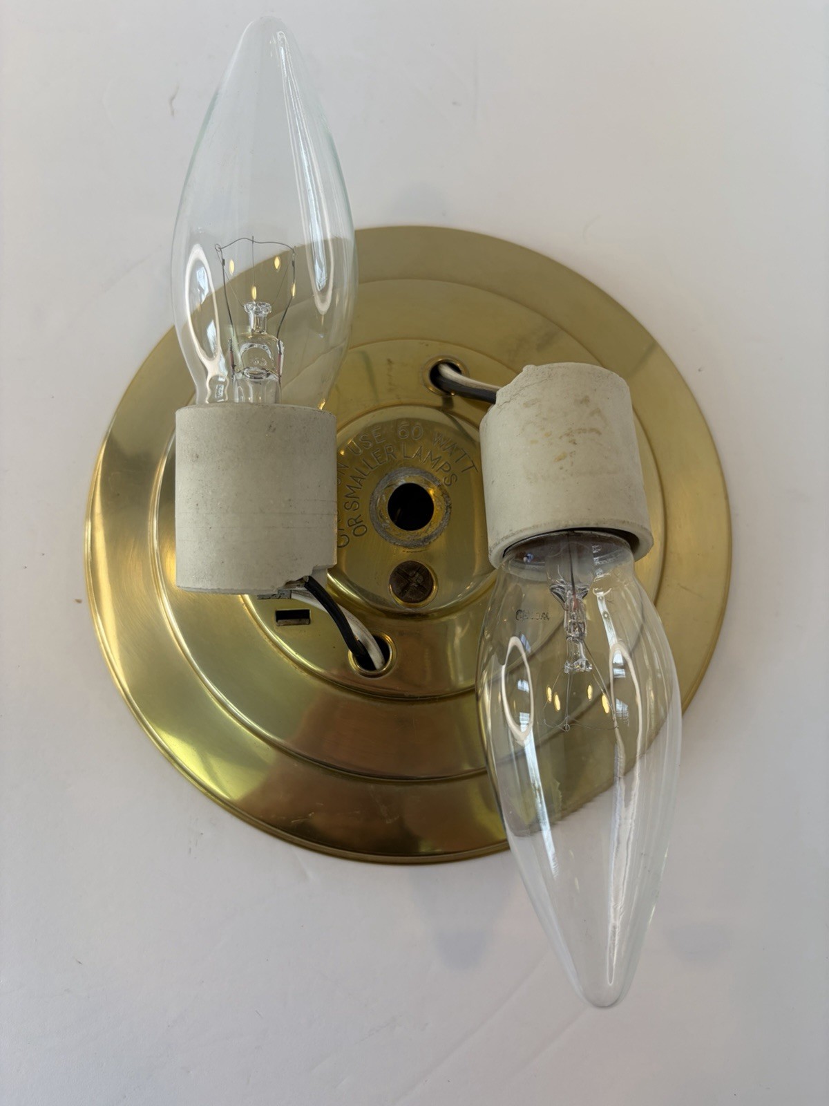 vintage wall mount light fixture Aluminum Gold Parts Bulbs Work