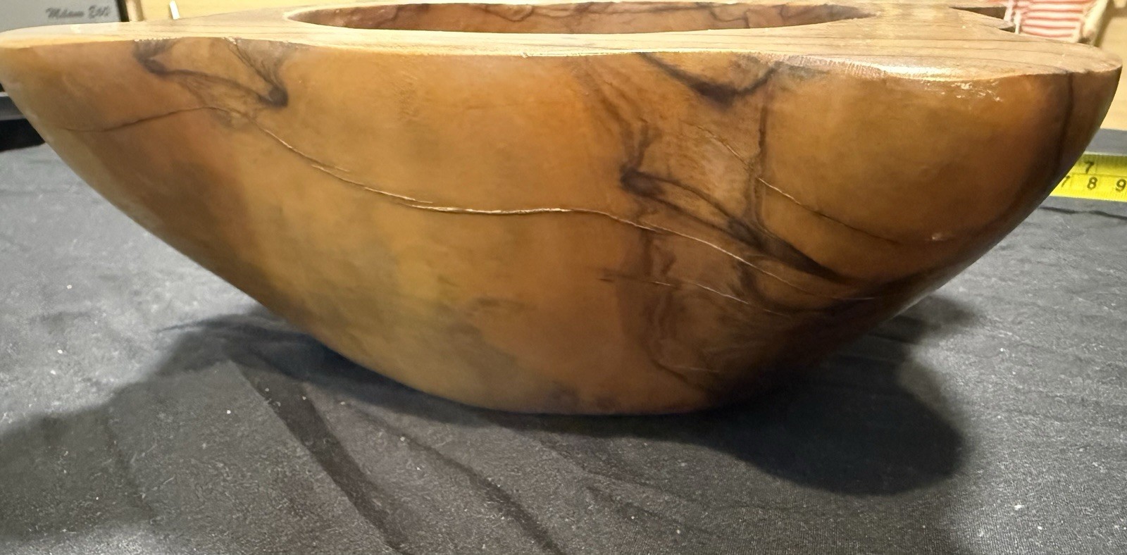 Olive Wood Bowl Galerie de L’ Olivier 26cm (W) 8cm (D) One Piece Very Tactile.