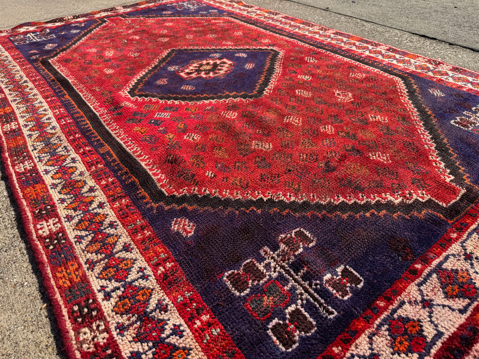5×8 VINTAGE HANDMADE RUG ANTIQUE ORIENTAL hand-knotted geometric old worn tribal