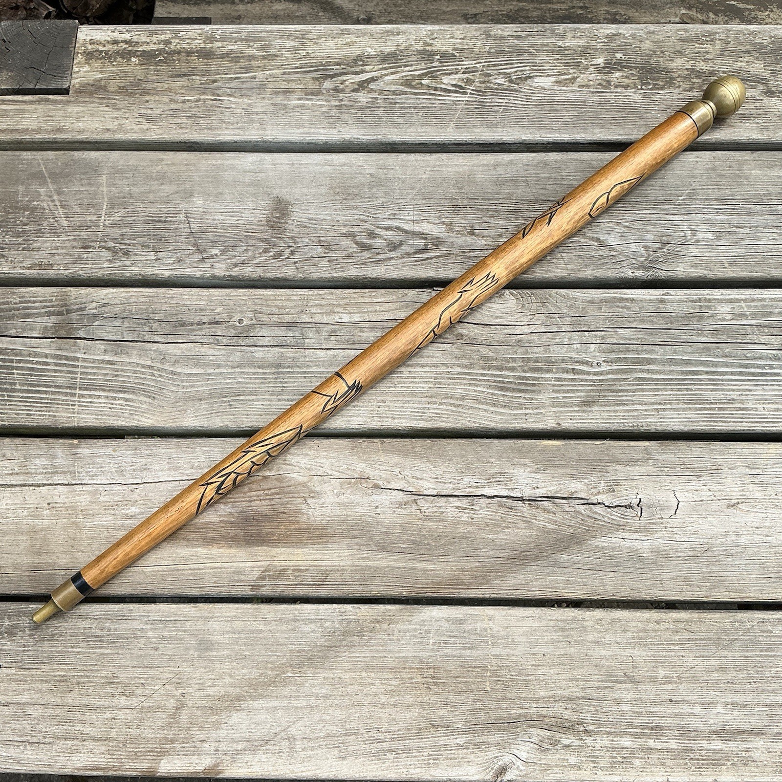Vintage Walking Stick With Concealed Billiard Snooker Cue 33.5” (57” Assembled)