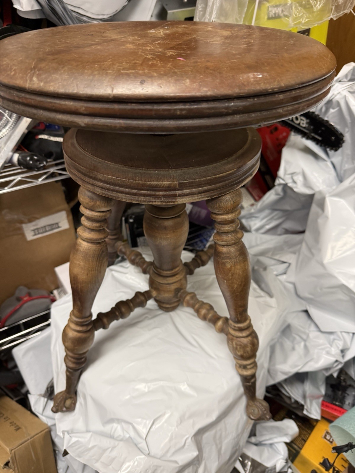 THE C PARKER CO MERIDEN OT Swivel Stool Marble Claw Footed Chair Early 1900