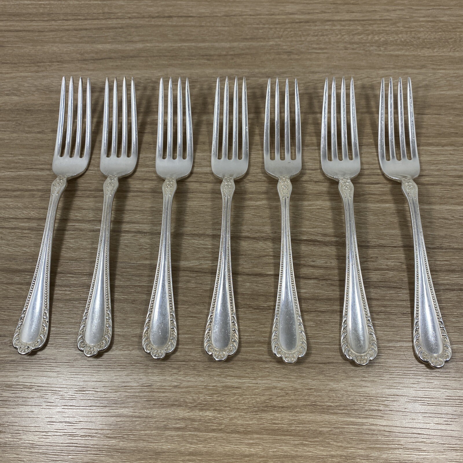 Vintage Gorham WINTHROP Salad Forks Silverplate Flatware 1896 Set (7)