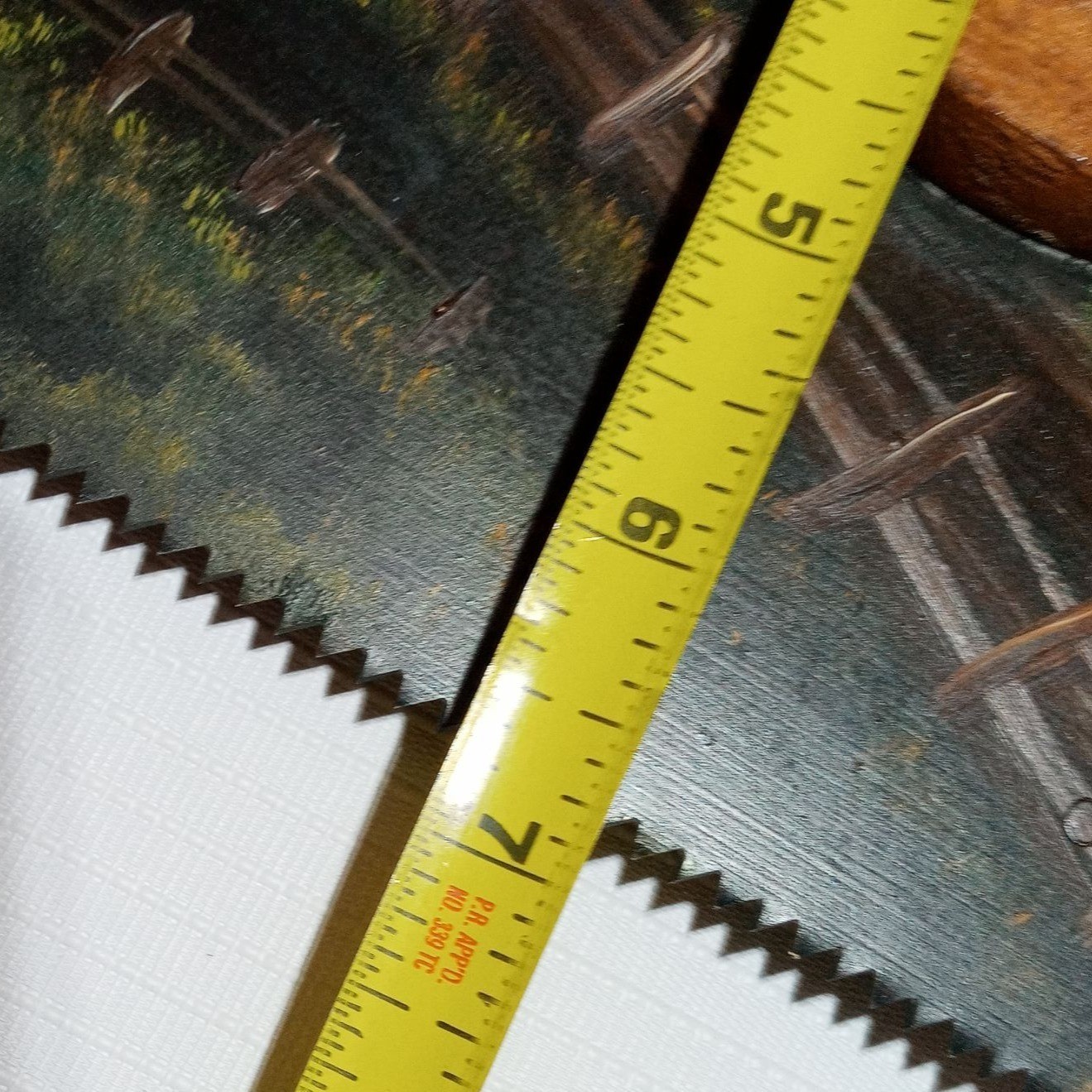 Covered Bridge Painting Rustic Saw Country Cottagecore landscape Folk Art Signed