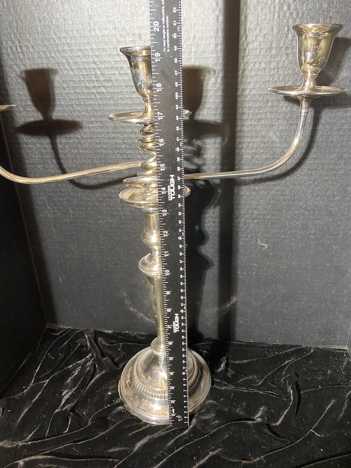 ANTIQUE CANDELABRA HIGH-QUALITY TWISTED ARM, THREE CANDLE SILVER PLATED TWO PART