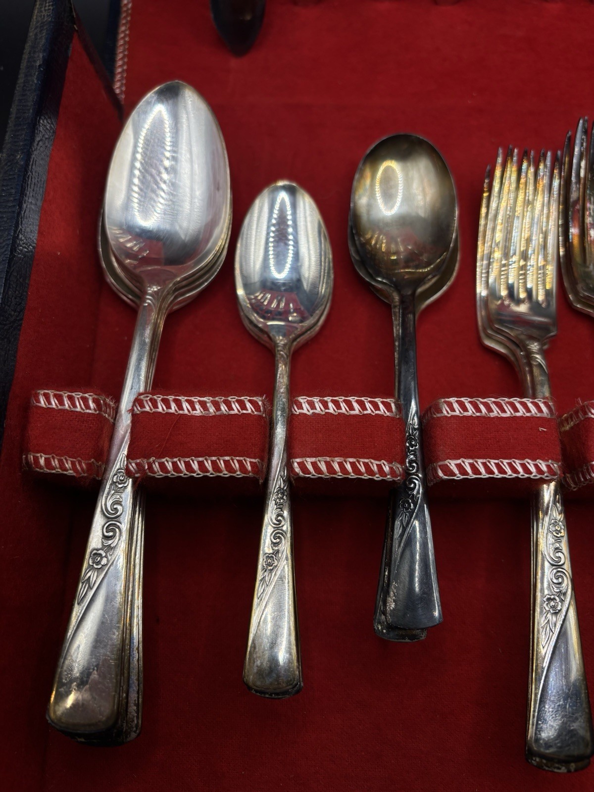 Vintage Revelation Silverplate Flatware Lot w/ Case Mixed Pieces 25pcs With Case