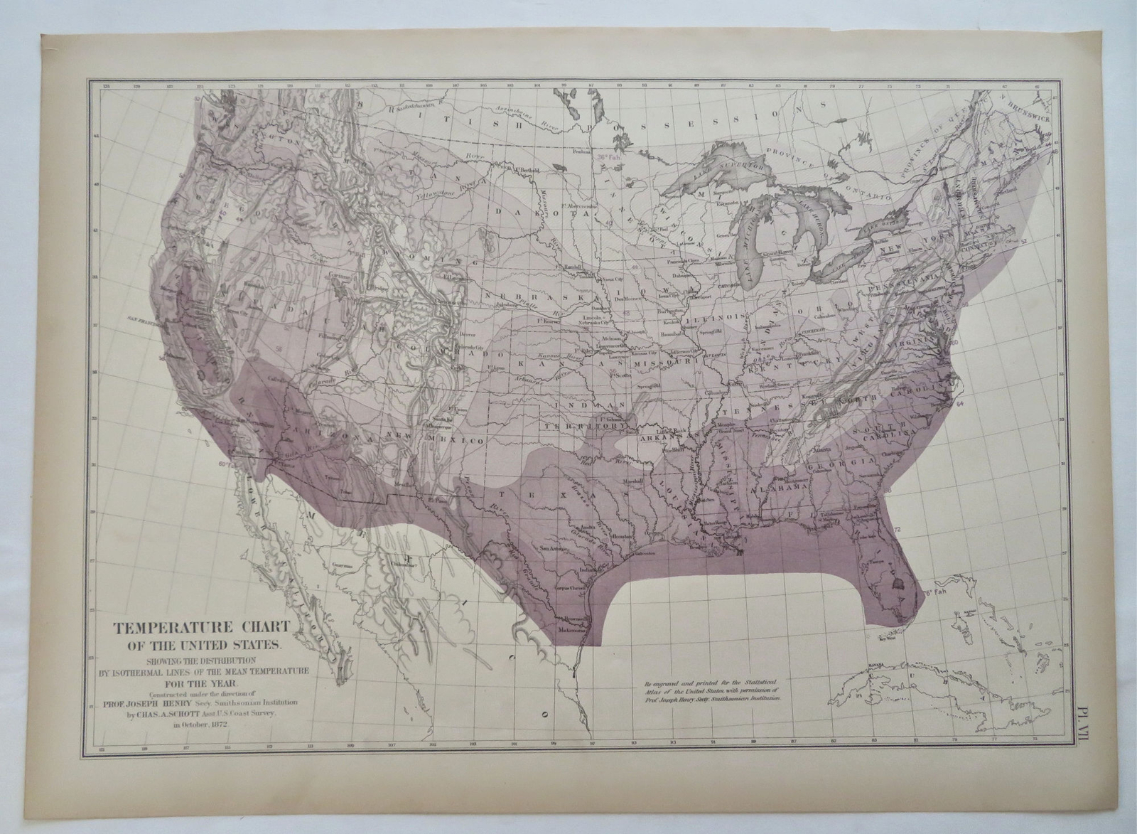 United States Temperature chart Climate 1874 Henry thematic weather map folio