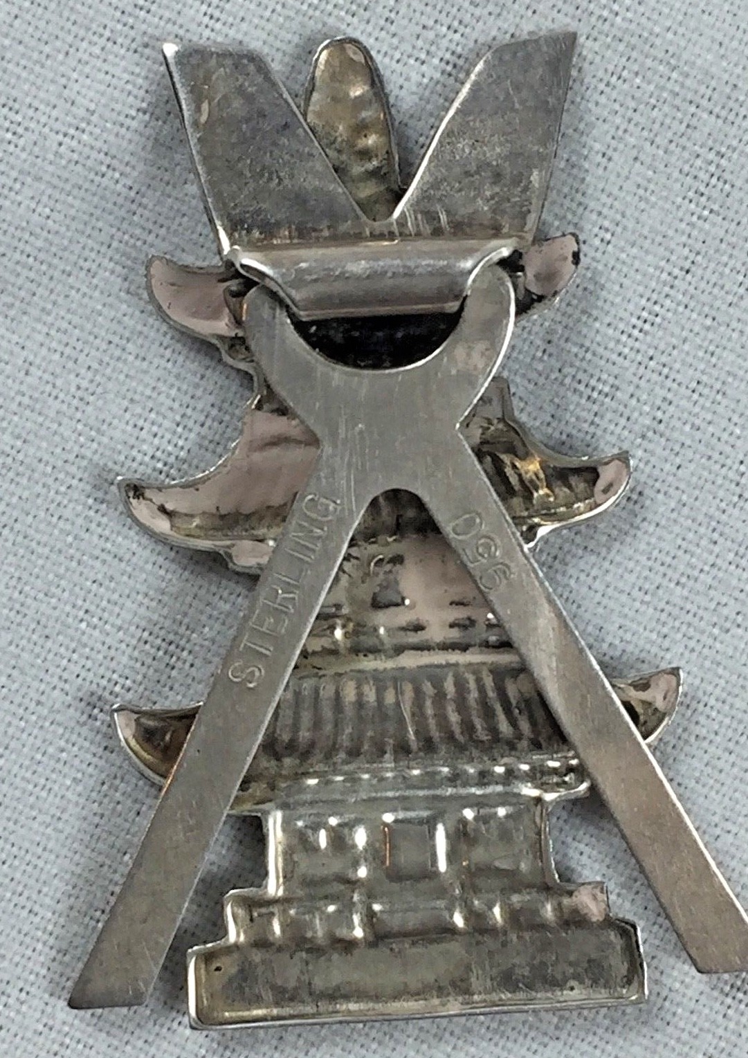 Vintage Japanese 950 Sterling Traditional House Place Card Holder