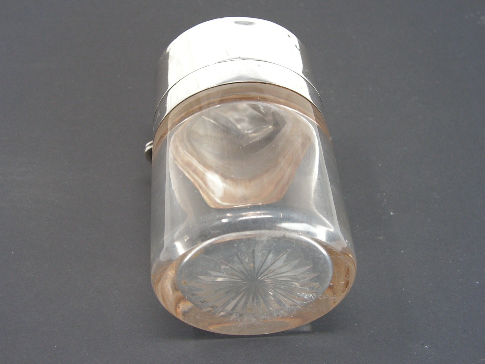 ANTIQUE WWI 14th NOVEMBER 1918 LARGE SILVER TOPPED VANITY DRESSING TABLE JAR
