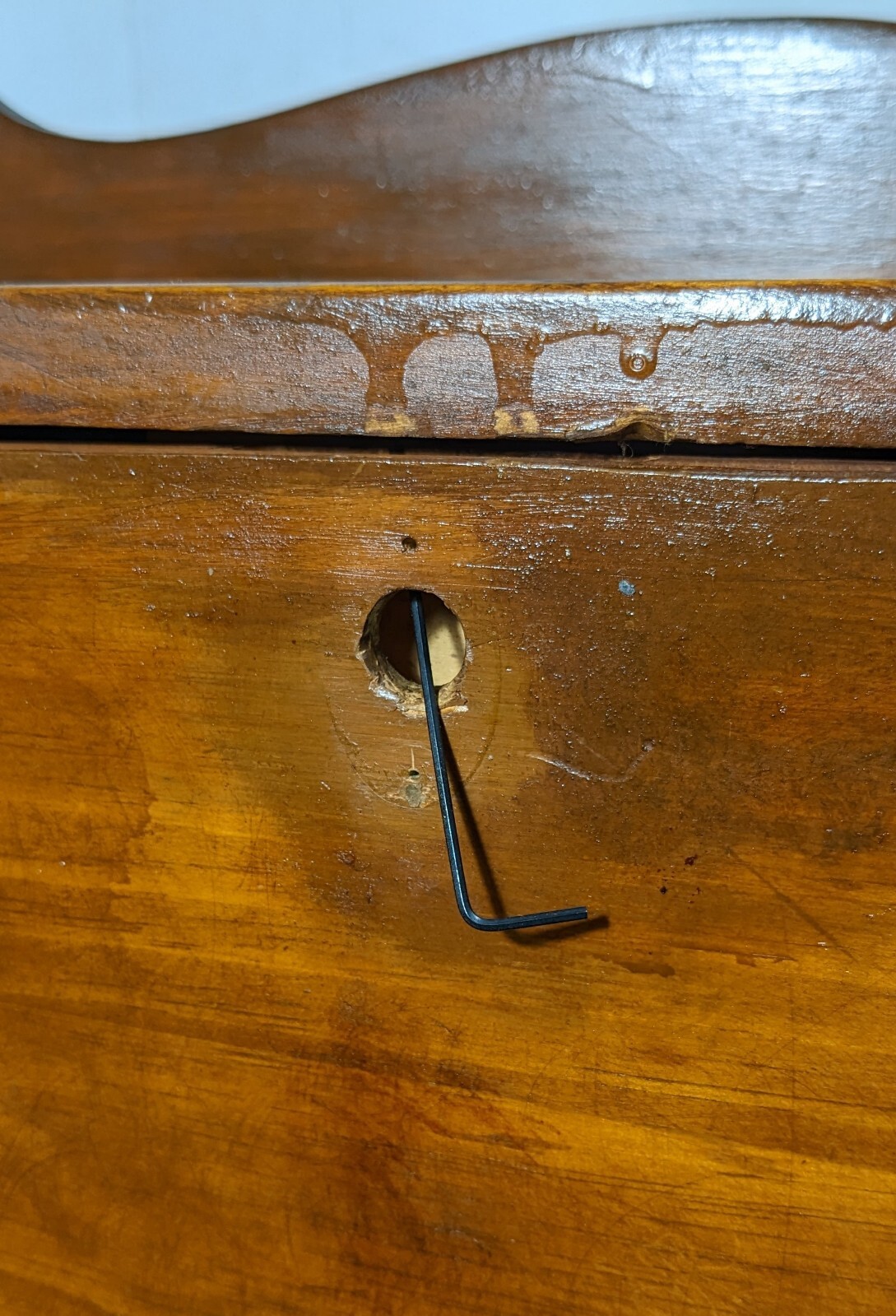 Vintage/Antique Rustic Drop Front Solid Wood Secretary/Writing Desk w/ Bookshelf