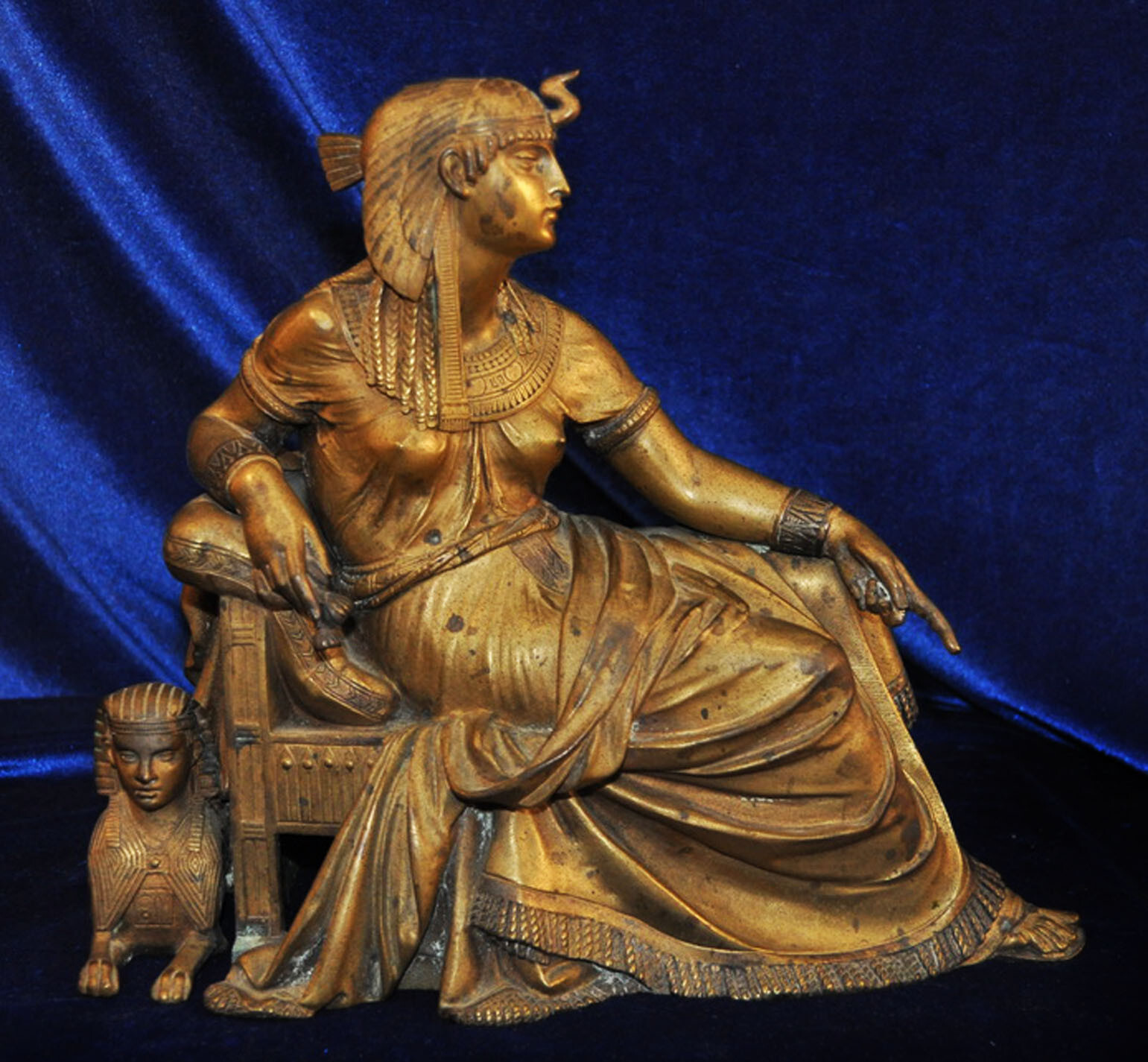 EGYPTIAN BRONZE CLEOPATRA SPHINX BUST ORMOLU FRENCH WINGED NEOCLASSICAL GREEK