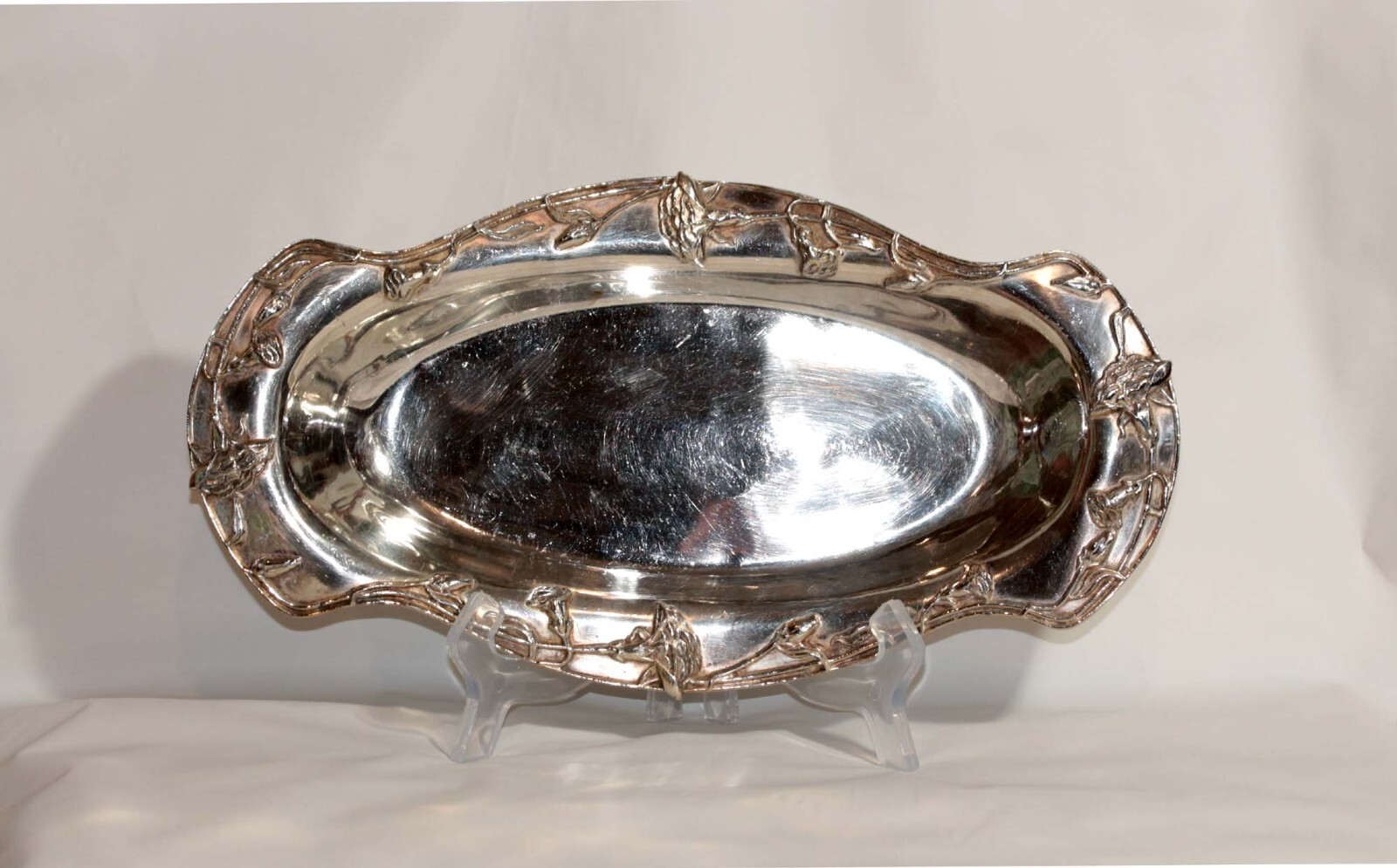 STUNNING FLOWER QUADRUPLE PLATE HARTFORD STERLING CO. SERVING DISH TRAY
