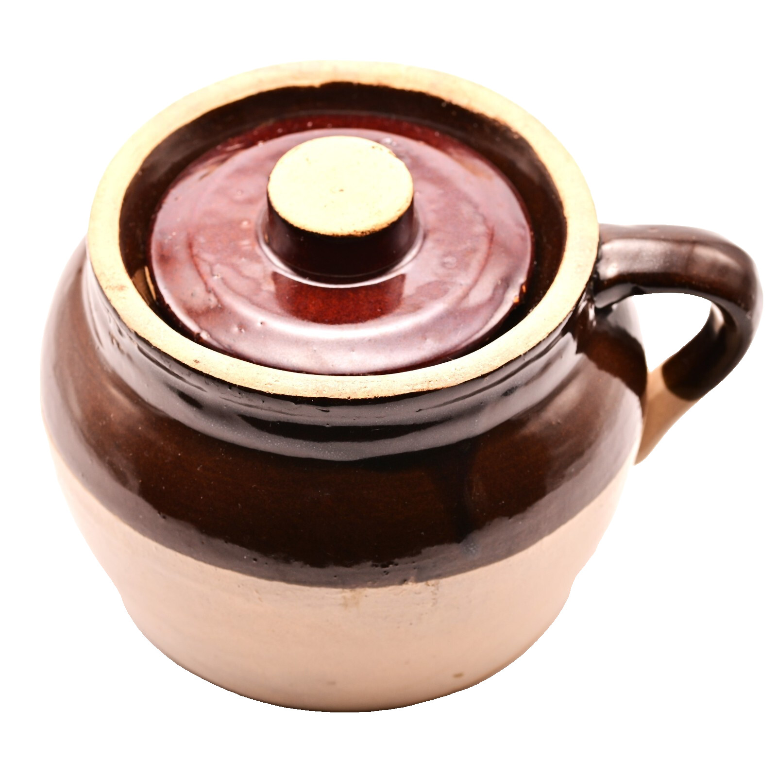 Antique Original Vintage Americana Stoneware Pottery Crock Bowl Ceramic Lid Jar