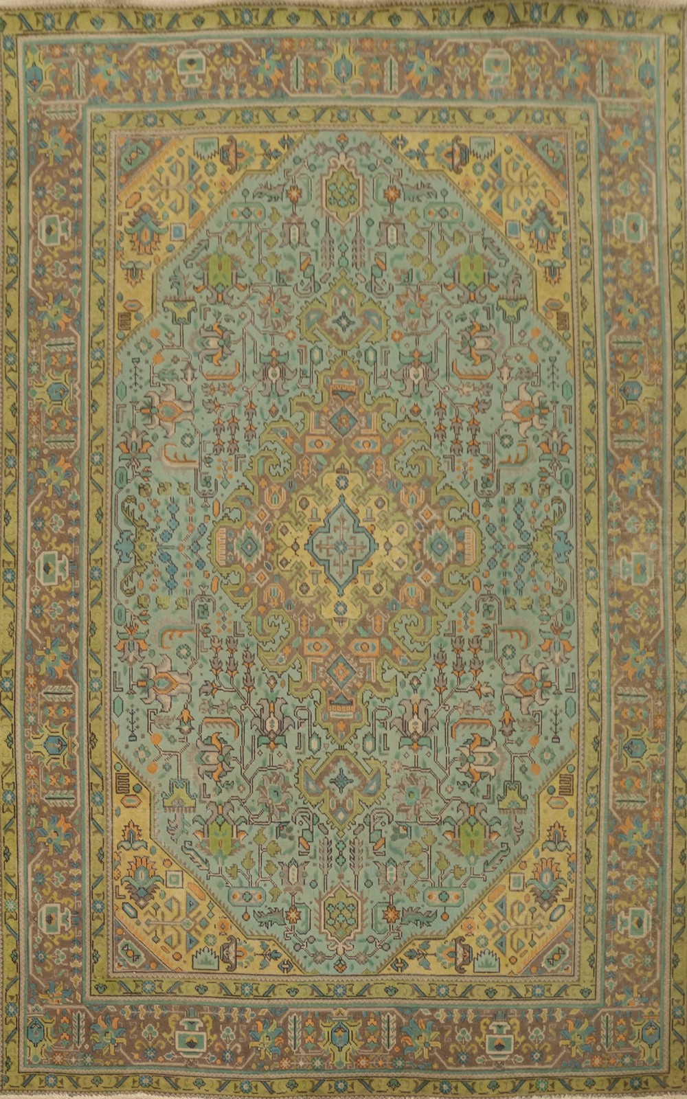 Vintage Wool Traditional Living Room Area Rug 7×10 ft Hand-knotted Blue Carpet