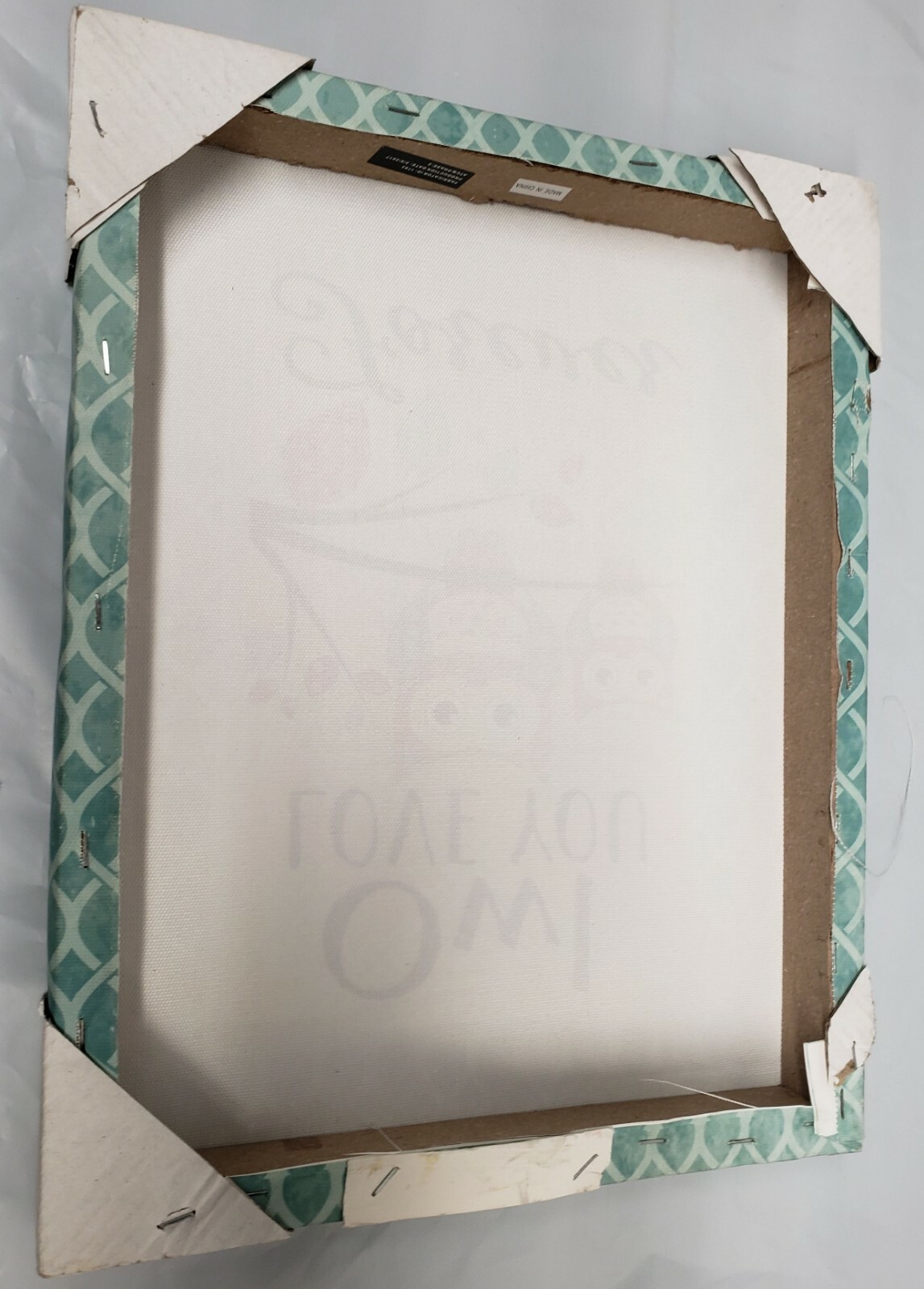 1 KITCHEN CANVAS WALL FRAME, app.10″ x 12″, 2 OWLS ON TREE, OWL LOVE YOU FOREVER